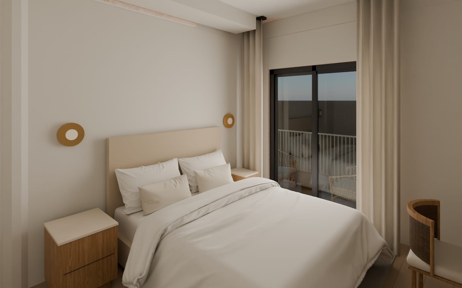 Second bedroom opening onto the balcony