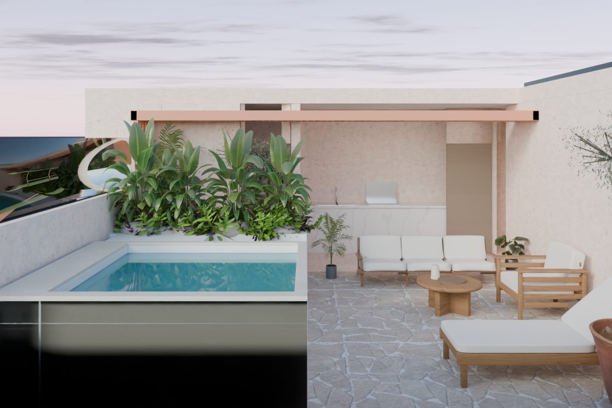 Private rooftop with jacuzzi